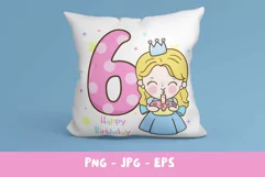 Birthday number sixth birthday party angel kawaii clipart Product Image 2