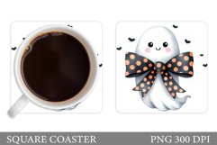 Cute Ghost Coaster Design. Halloween Coaster Sublimation Product Image 1