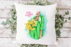 Clipart Tulips, Fashionable Girl with Tulips. Product Image 5