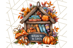 Autumn Library Clipart PNG, Cozy Fall Book Art Product Image 5
