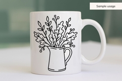 Hand Drawn Fall Watering Can With Leaves SVG Product Image 5