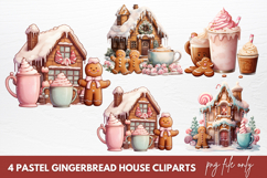 Pastel Gingerbread House Clipart Sublimation Product Image 1