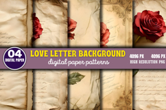 Love Letter Background Digital Paper Bundle PNG Product Image 6