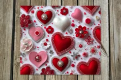 3d red & white Hearts | 4 Skinny tumbler sublimation designs Product Image 5