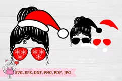 Christmas messy bun svg, Mom Life Santa Hat Svg Product Image 2