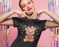 Personalized Kids Valentine&#039;s Day PNG, Boys/Girl Teddy Bear Product Image 3