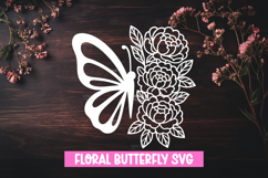 Butterfly with Flowers SVG Design Product Image 1
