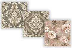 Taupe Toile Digital Paper Pack, Vintage Floral Toile Product Image 5