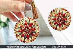 Flower Keychain Sublimation - Winter Keychain PNG Design Product Image 1