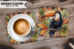 Toucan, Birds &amp; Others, Buffalo Plaid Square Coaster PNG Product Image 1