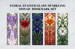 Floral Stained Glass &amp; Sparkling Mosaic Bookmark Set Product Image 5