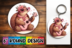 Radiant Circle Sublimation Keychains, Turtle Product Image 1