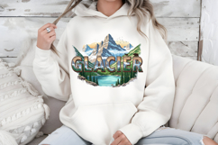 Glacier National Park PNG, Vintage Mountain Lake Sublimation Product Image 6