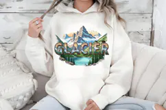 Glacier National Park PNG, Vintage Mountain Lake Sublimation Product Image 6