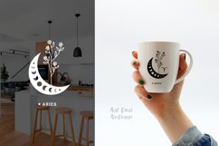 Zodiac signs svg bundle | Crescent moon with wildflowers Product Image 2