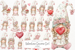 Whimsical Valentine Gnome Girl Clipart Product Image 1