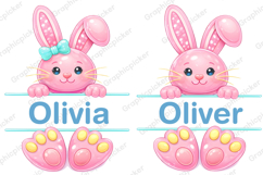 Easter Bunny Split Monogram Sublimation, Kid Name Easter PNG Product Image 1