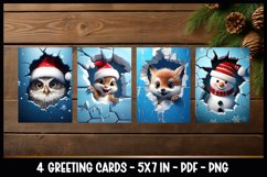Animals peeking out of a cracked ice I Greeting Cards 5x7 Product Image 2