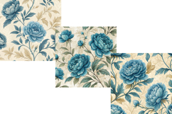 Blue Green Vintage Floral Pattern, Seamless Pattern Product Image 11