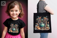 Watercolor Halloween Zombie Witches. PNG sublimation Product Image 2