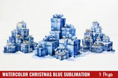 Watercolor Christmas Blue Sublimation Product Image 1