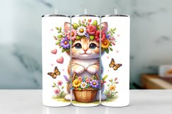 Kitten Spring Tumbler Wrap Sublimation PNG Design Product Image 1
