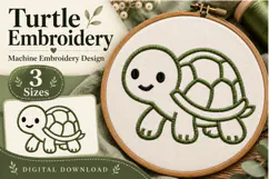 Cute Turtle Outline Embroidery Design Product Image 1