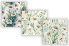 Daisy Flowers Watercolor Seamless Pattern, Floral Digital Product Image 5