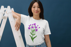 Purple Bloom Stem Embroidery Design Product Image 5