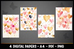 4 Digital Papers Hearts I Valentine's Day Papers Product Image 2
