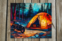 Tent in forest | 8 summer tumbler Sublimation designs Product Image 5
