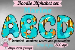 Marine Doodle Letters Numbers png, sublimation design Product Image 1