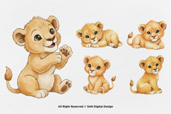 15 Bundle Watercolor Cute Lion King Jungle Animal Wildlife Product Image 5