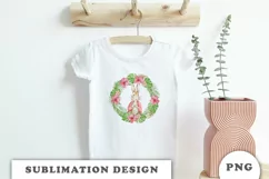 Rabbit and Tropical Floral wreath PNG Product Image 5