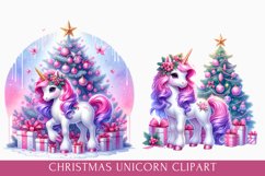 christmas unicorn clipart, cute christmas unicorn clipart Product Image 1