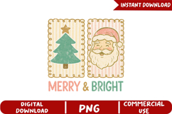 Retro Christmas Santa and Tree Sublimation, Christmas Png Product Image 5