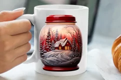 Christmas in Jar Watercolor Clipart , Christmas PNG Product Image 5
