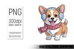Cute Christmas Dog, Animal Sublimation Clipart PNG Product Image 1