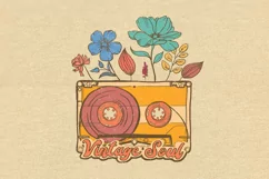 Vintage soul png, Cassette tape with wildflowers png, Retro Product Image 5