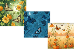 Butterfly Pumpkin Vine Digital Paper, Seamless Pattern Product Image 5