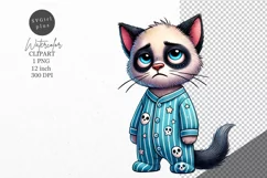 Cat clipart, Kitten clipart, Sleepy cat clipart Product Image 1
