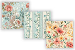 Summer Toile Digital Paper Pack, Vintage Floral Toile Product Image 5