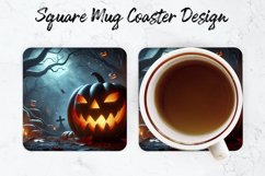 Halloween Pumpkin Mug coaster | Coaster | Sublimation Design Product Image 1