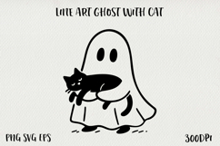 Cute Line Art Doodle Ghost Clipart | Halloween PNG SVG EPS Product Image 1