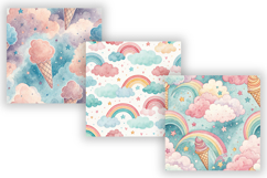Cotton Candy Digital Paper, seamless rainbow pastel textures Product Image 5