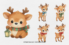 15 Bundle Watercolor Cute Deer Stag Animal Buck Forest Wild Product Image 5