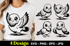 Cute Winged Bird SVG PNG Product Image 1