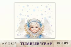 Christmas Sublimation Tumbler Design, Watercolor Cute Angel Product Image 2