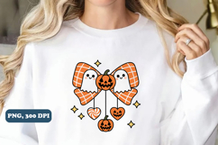 Fall Coquette Bow PNG, Retro Ghost Bow png Product Image 5