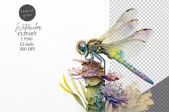 Dragonfly clipart, Flower clipart, Summer clipart Product Image 1